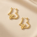 Gold Heart Hoops ( Premium high-grade stainless steel with golden plating )