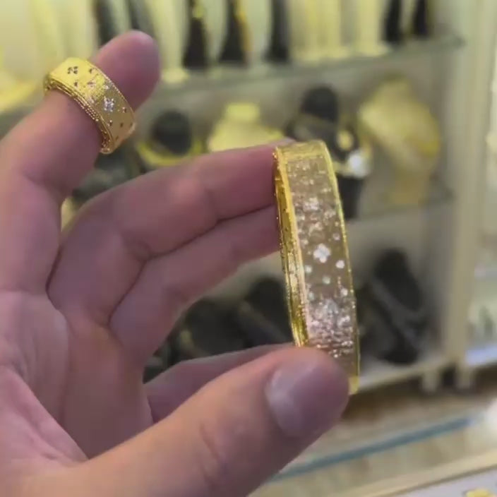 Trending Arabic Robert & Coin 18 k Gold Plated bangle and ring set