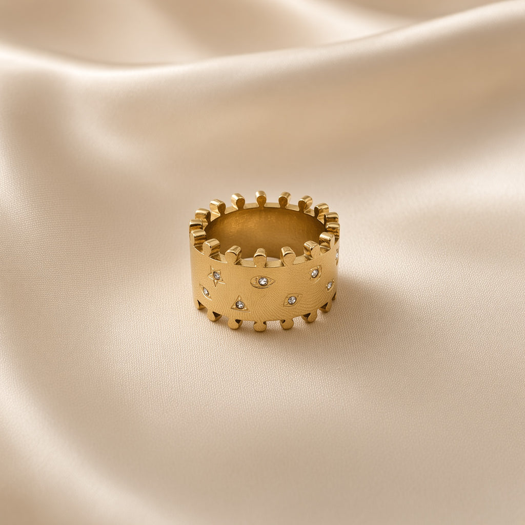 Crown jewels Ring ( Premium high-grade stainless steel with golden plating )
