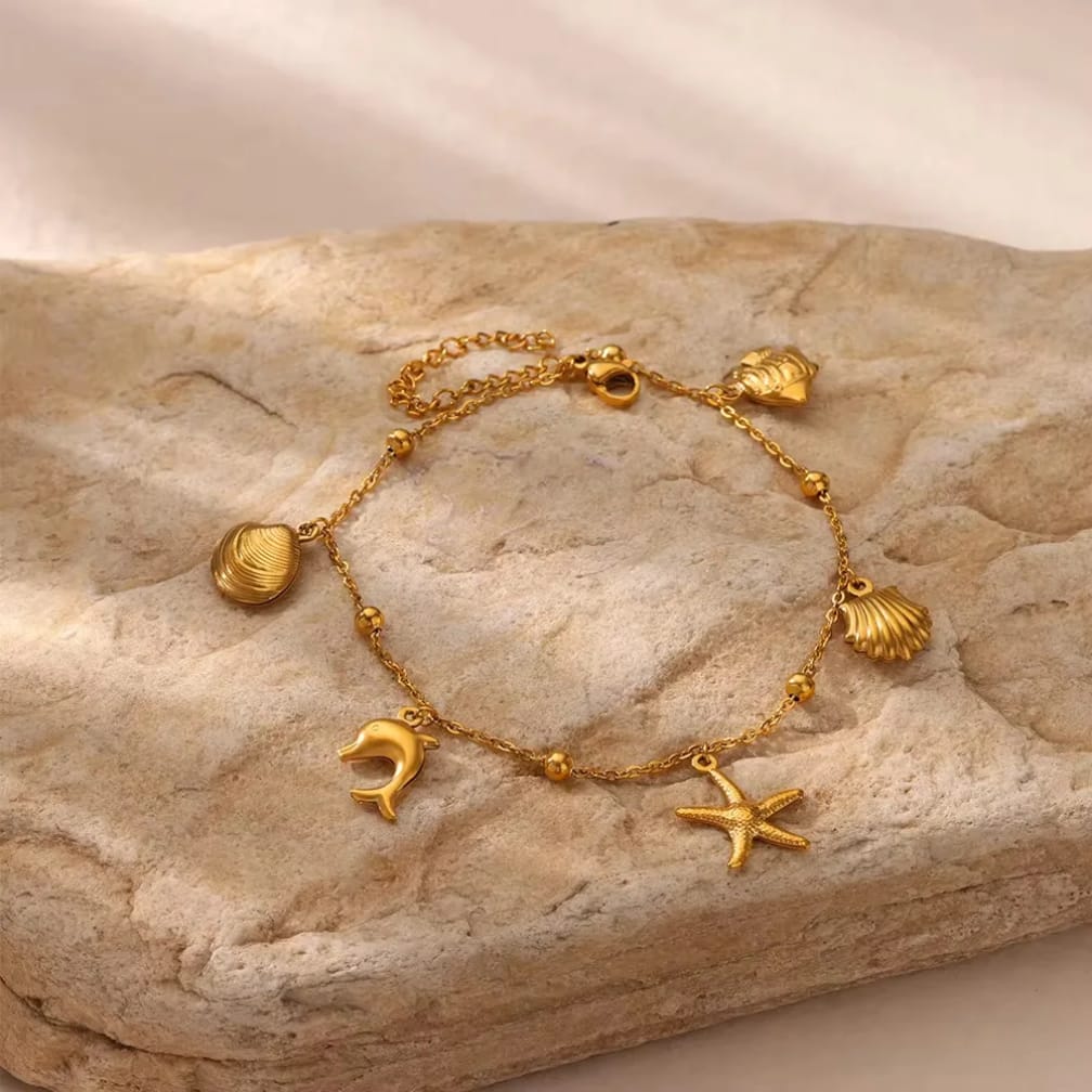 Classy Sea Shell Style Bracelet ( Premium high-grade stainless steel with golden plating )