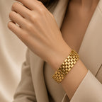 Chain Golden Bracelets ( Premium high-grade stainless steel with golden plating )