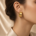 Crystal Paisley Earings ( Premium high-grade stainless steel with golden plating )
