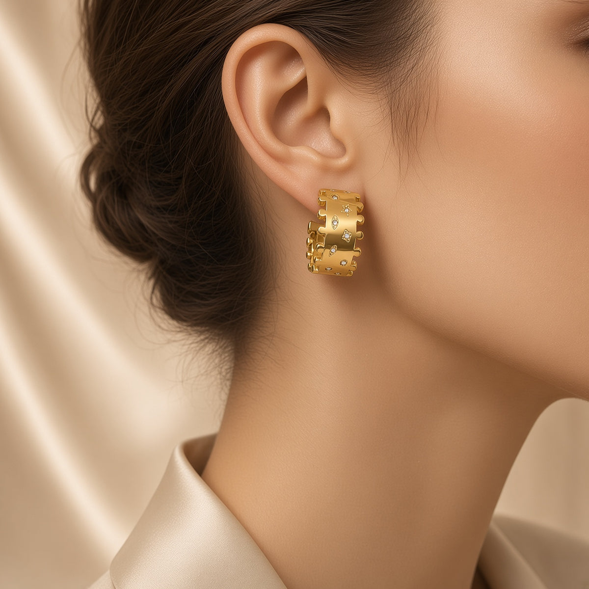 Crystal Paisley Earings ( Premium high-grade stainless steel with golden plating )