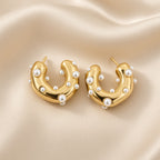 Bubble Pearl Hoops ( Premium high-grade stainless steel with golden plating )