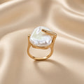 Baroque Mother Pearl Embrace Ring ( Premium high-grade stainless steel with golden plating )