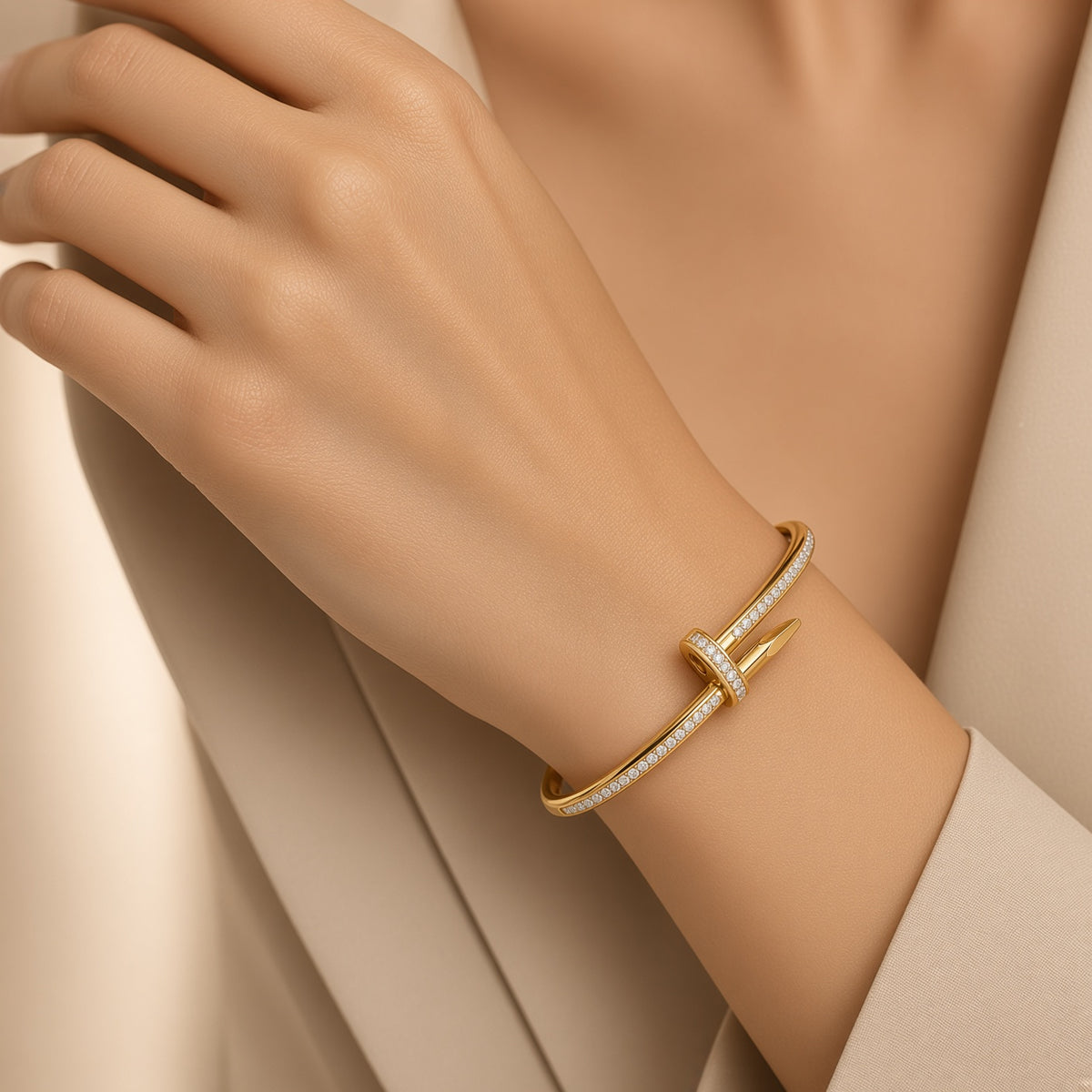 Golden Nail Cuff ( Premium high-grade stainless steel with golden plating )