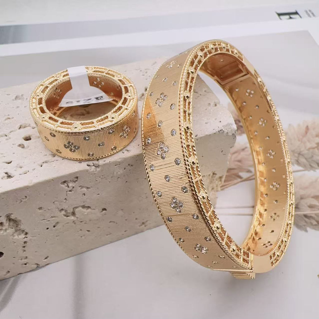 Trending Arabic Robert & Coin 18 k Gold Plated bangle and ring set