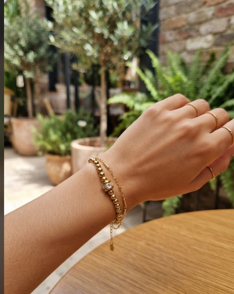 Jewel Bracelet ( Premium Stainlees Steel UV Gold Coating )