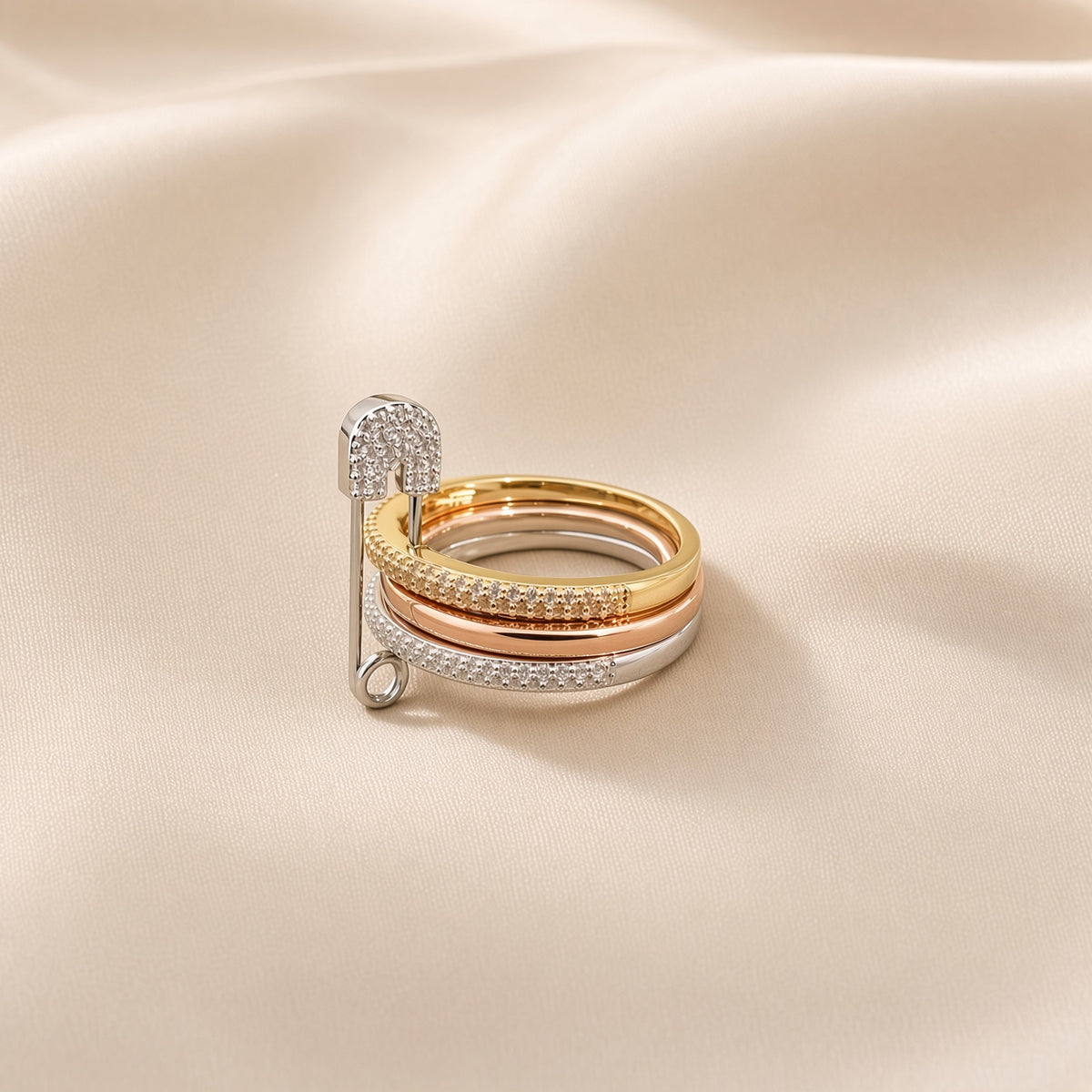 Safety Pin Styled Rings ( Premium high-grade stainless steel with golden plating )