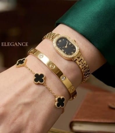 3 Piece Bracelet ( Premium Stainlees Steel UV Gold Coating )