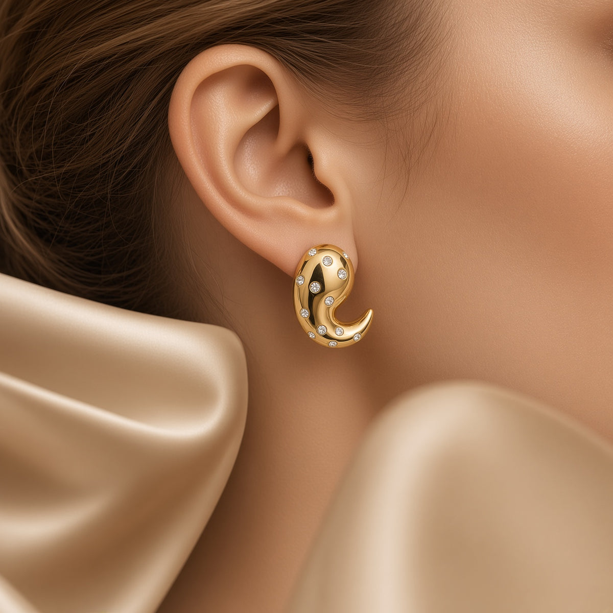 Pearl Cascade Hoops ( Premium high-grade stainless steel with golden plating )