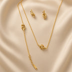 Eternal Knot Suite (necklace + earrings)( Premium high-grade stainless steel with golden plating )