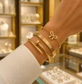 3 piece bracelet Set ( Premium high-grade stainless steel with golden plating )