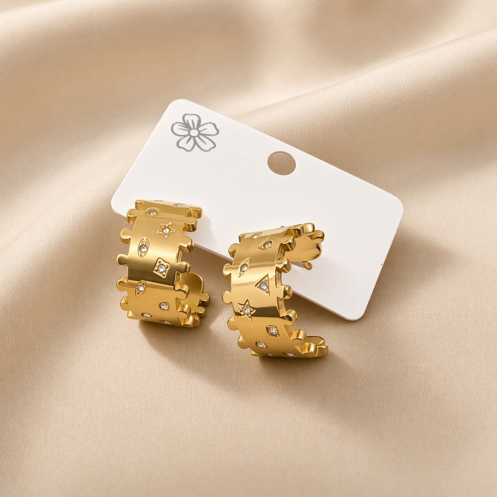 Crystal Paisley Earings ( Premium high-grade stainless steel with golden plating )