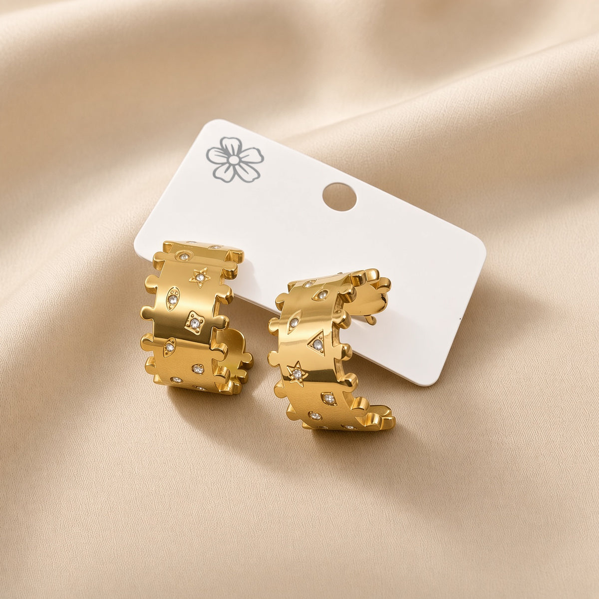 Crystal Paisley Earings ( Premium high-grade stainless steel with golden plating )