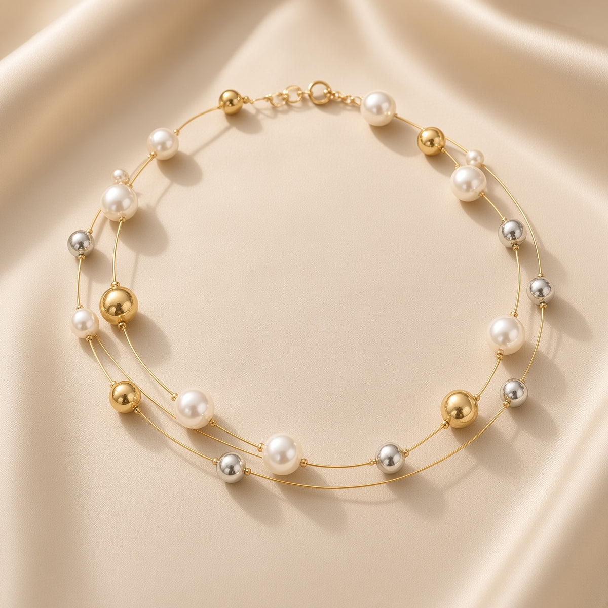 Golden Sphere Pearl Necklace
