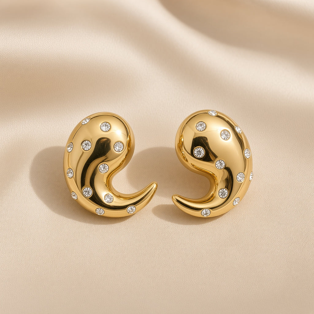 Pearl Cascade Hoops ( Premium high-grade stainless steel with golden plating )