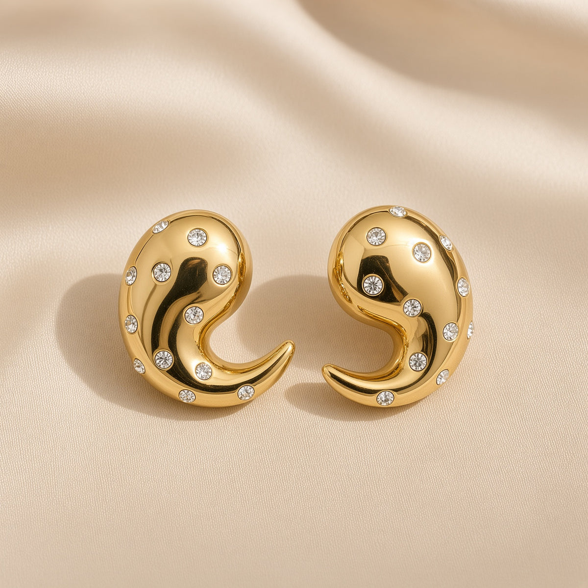 Pearl Cascade Hoops ( Premium high-grade stainless steel with golden plating )
