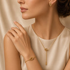 Eternal Knot Suite (necklace + earrings)( Premium high-grade stainless steel with golden plating )
