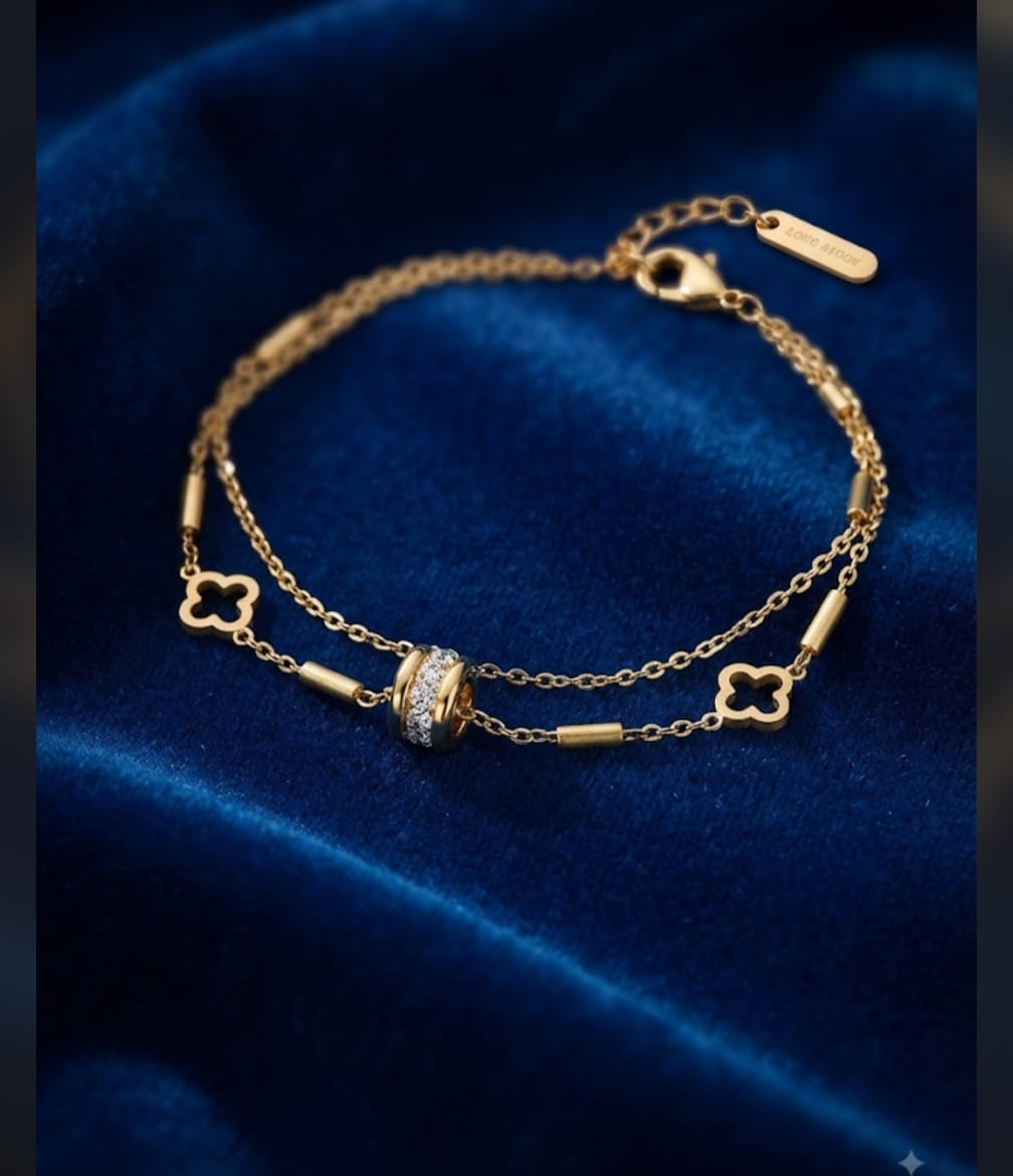 Jewel Bracelet ( Premium Stainlees Steel UV Gold Coating )