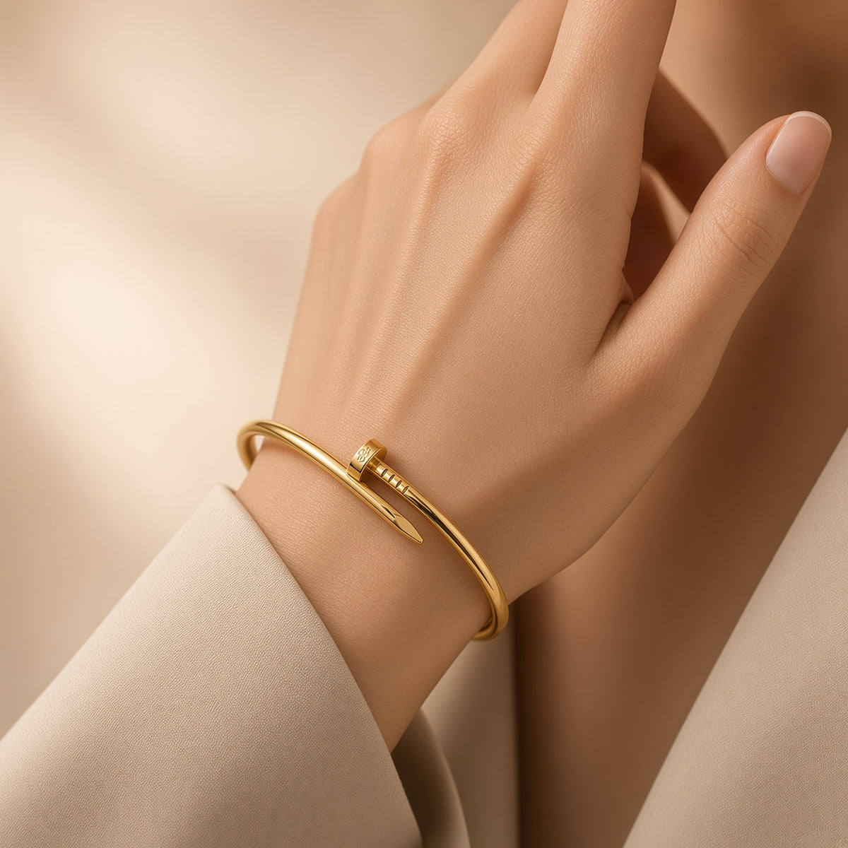 Golden Nail Cuff ( Premium high-grade stainless steel with golden plating )