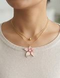 Flower Power Pink Necklace ( Premium Stainless Steel Tarnish Free)