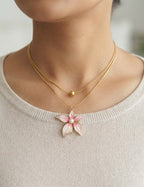 Flower Power Pink Necklace ( Premium Stainless Steel Tarnish Free)