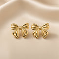 Silk Bow Earrings ( Premium high-grade stainless steel with golden plating )