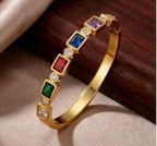 Rainbow Bezel Bracelet ( Premium high-grade stainless steel with golden plating )
