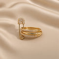 Safety Pin Styled Rings ( Premium high-grade stainless steel with golden plating )