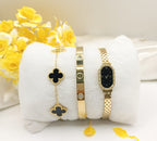 3 Piece Bracelet ( Premium Stainlees Steel UV Gold Coating )