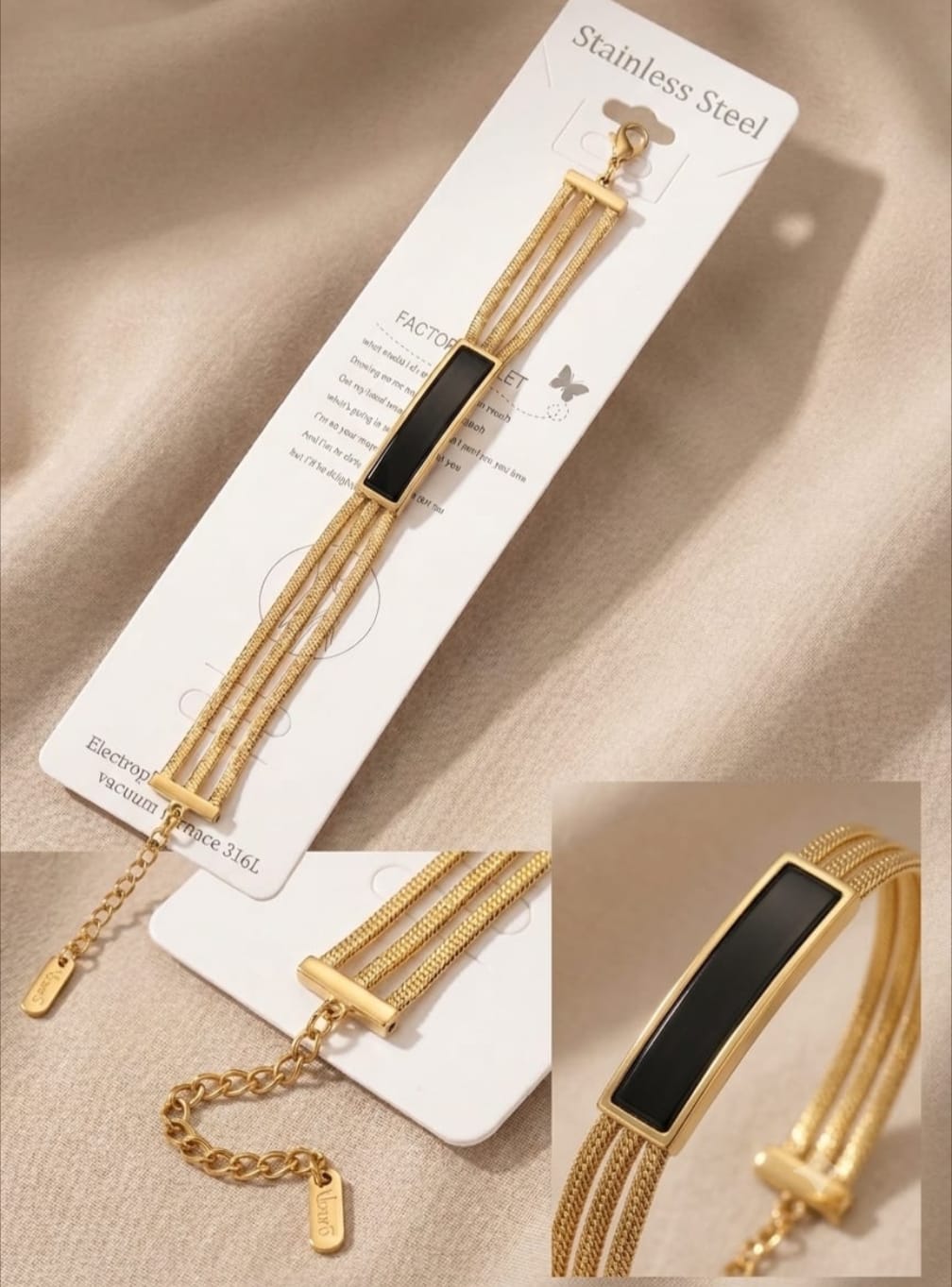 Evergreen Premium Bracelet Stainless Steel UV gold polish
